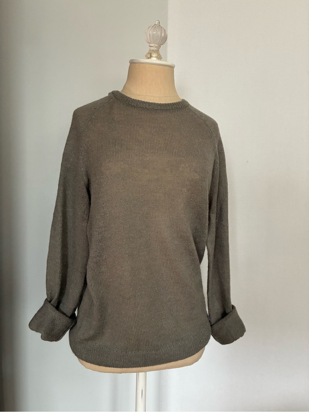 Zara Khaki Crewneck Knit Sweater